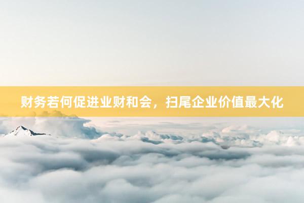 财务若何促进业财和会，扫尾企业价值最大化